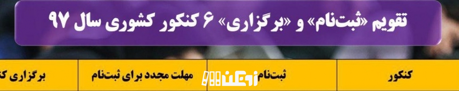 تقویم «ثبت‌نام» و «برگزاری» ۶ کنکور کشوری سال ۹۷ 